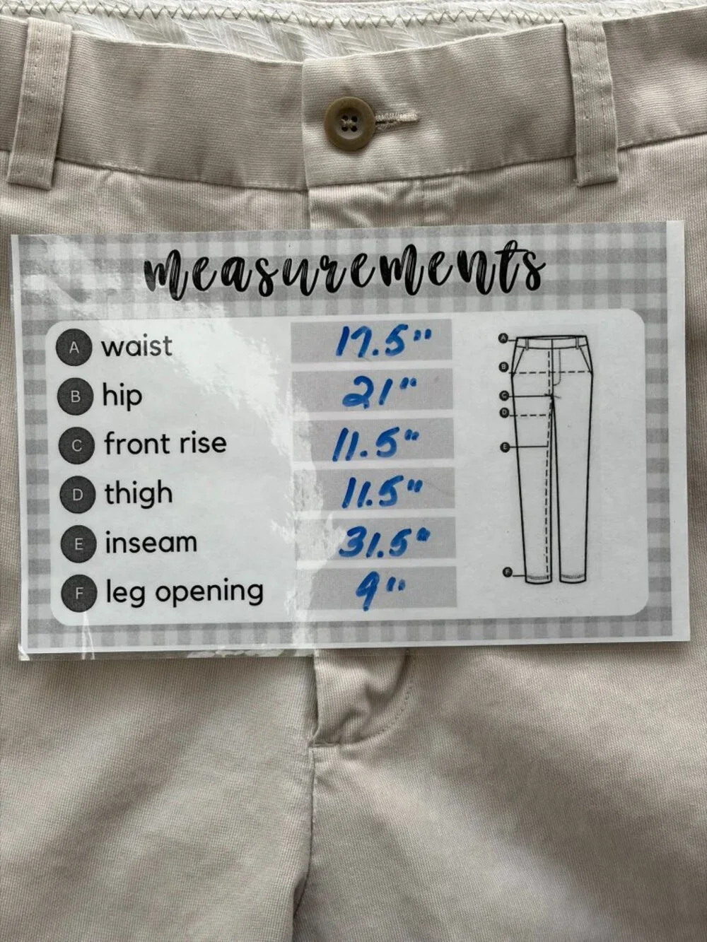 Perry Ellis Men's 34x32 Beige Khaki Chino Pants 100% Cotton Classic Flat Front